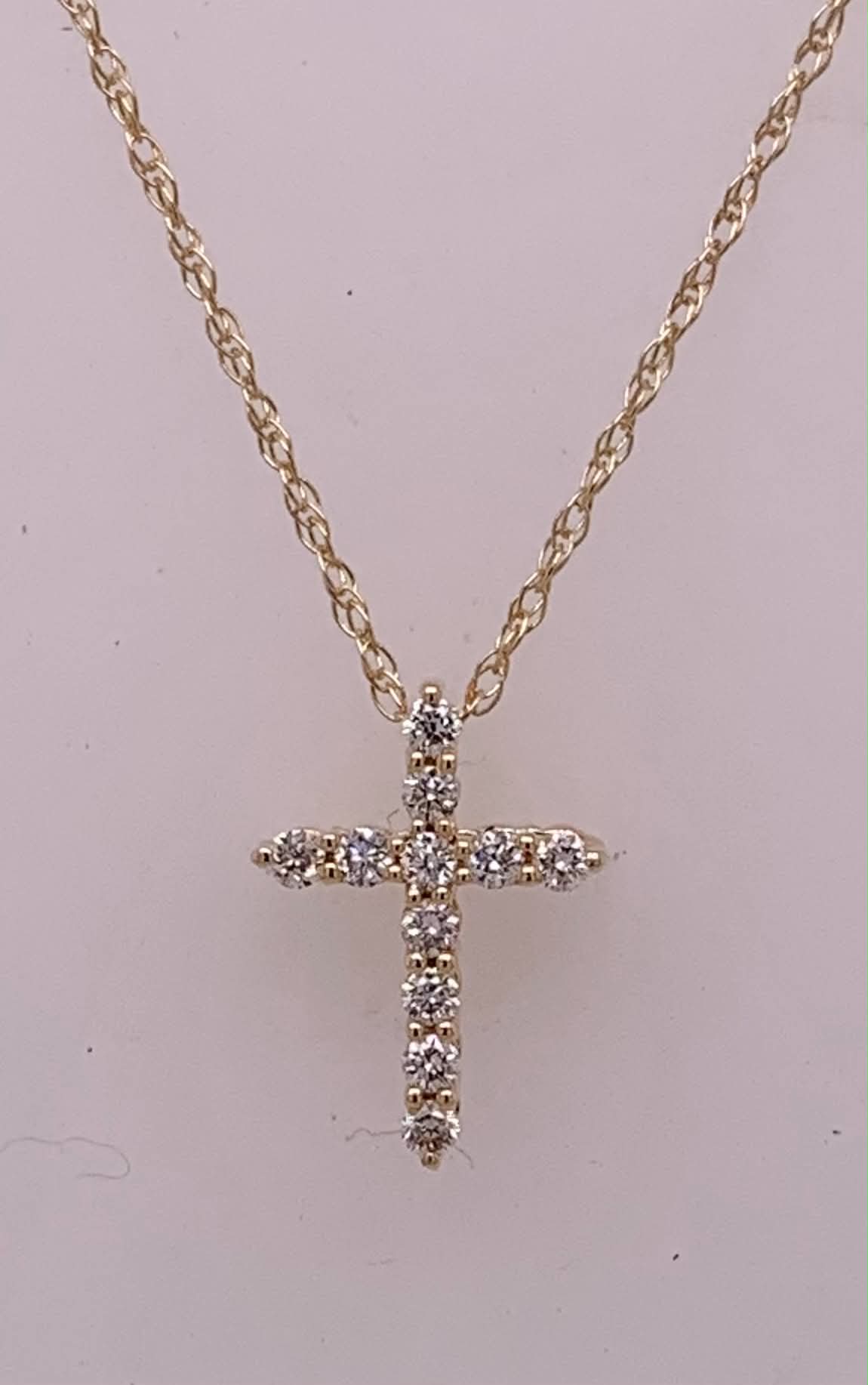 14K Small Diamond Cross Pendant