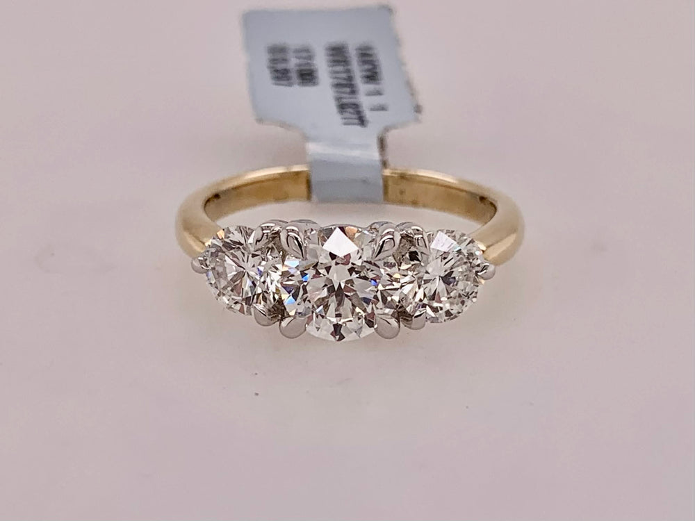 14K Three Stone LAB Diamond Band