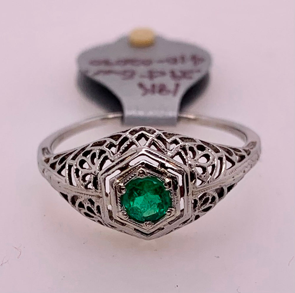 Estate 18K Emerald Ring