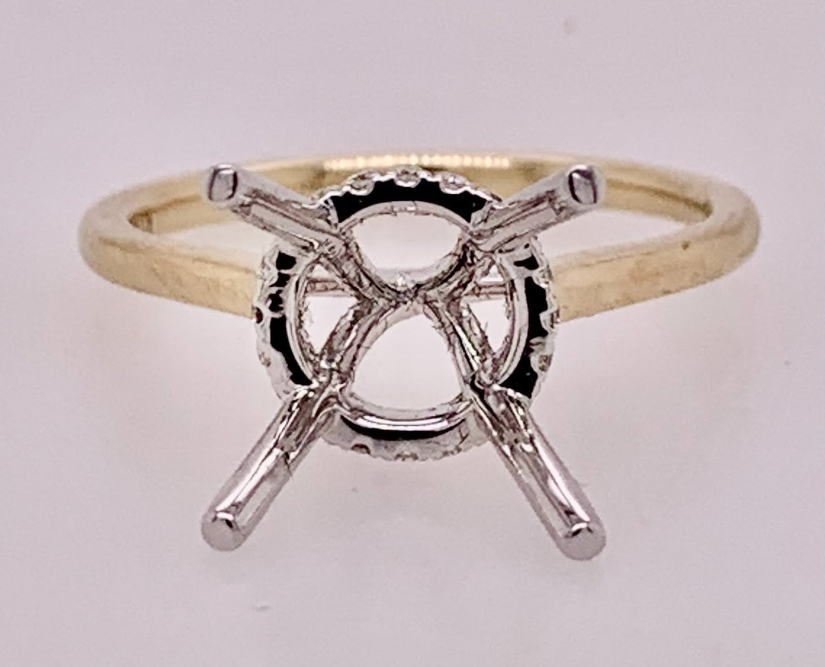 14K Two-Tone Diamond Semi Mount