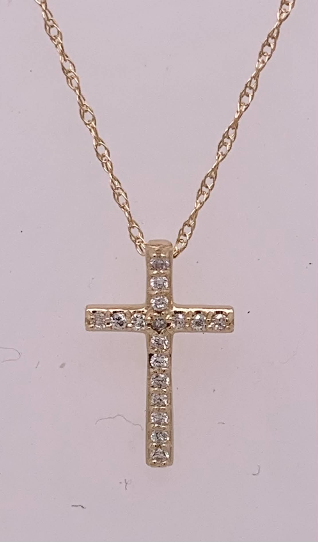 14K Diamond Cross Pendant