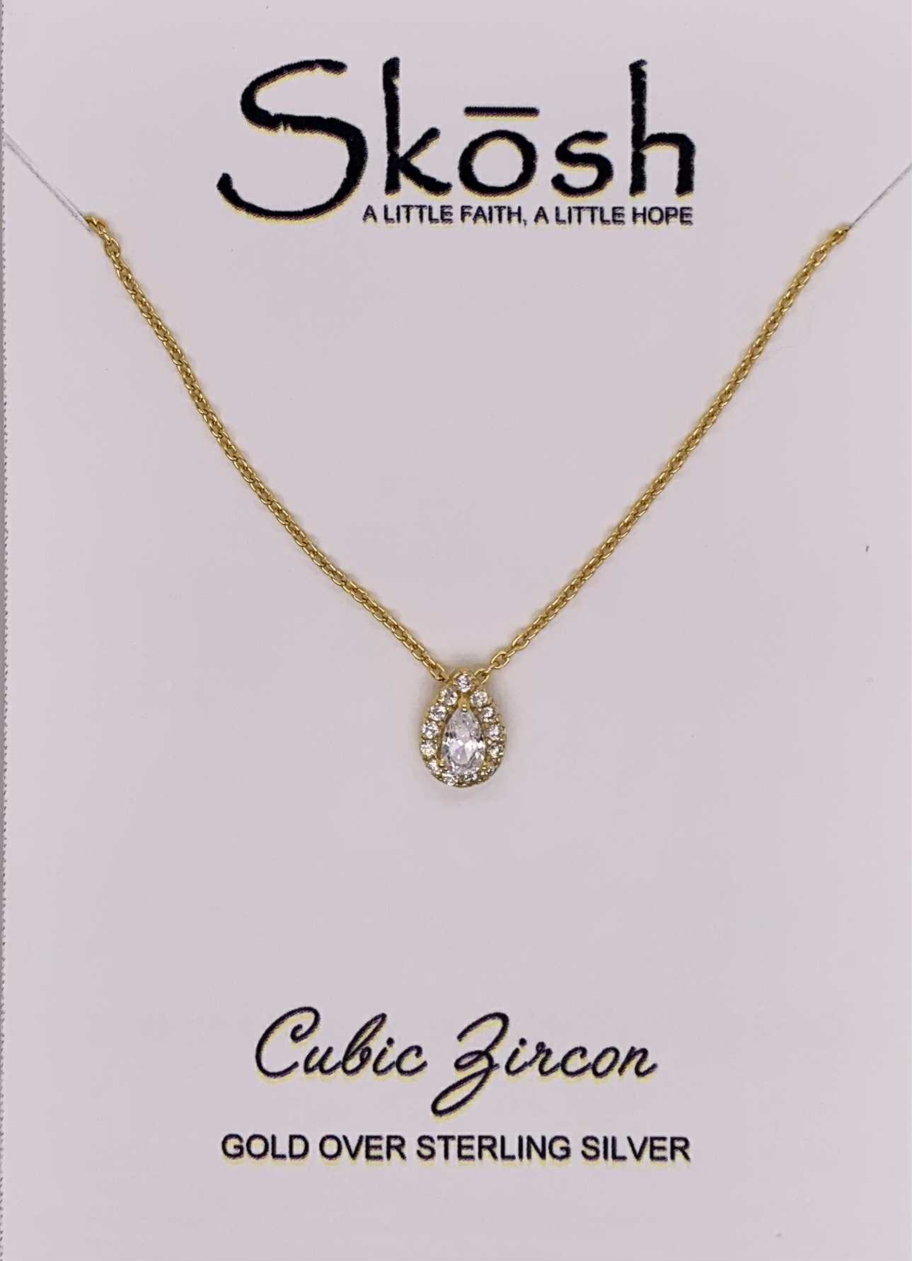Skosh Pear Halo CZ Necklace