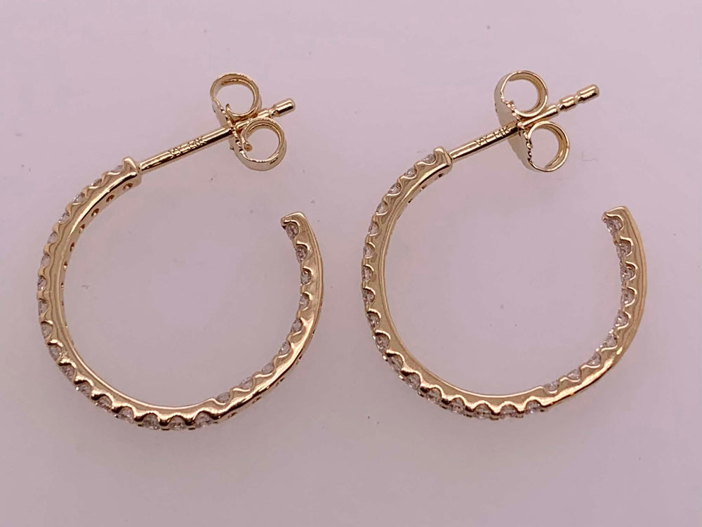 14K Gold Diamond Hoop Earrings