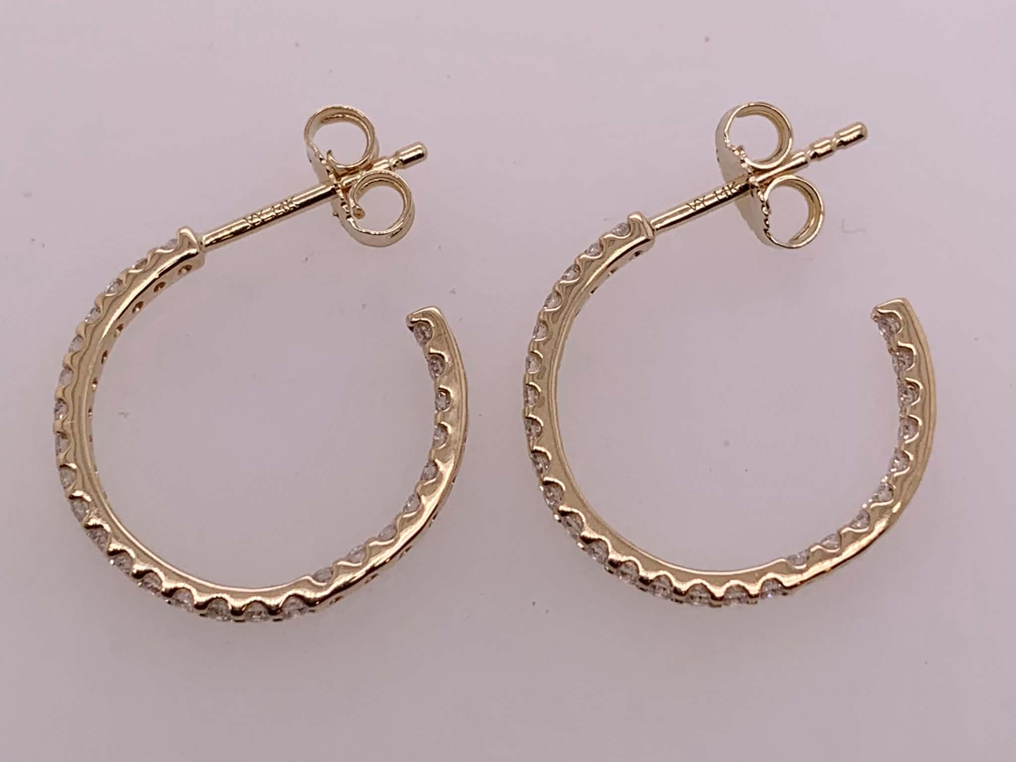 14K Gold Diamond Hoop Earrings