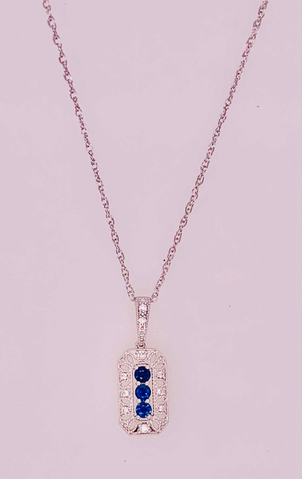14K Sapphire & Diamond Pendant