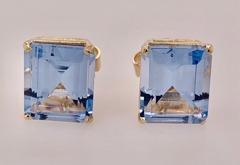 14K Synthetic Aquamarine Earrings