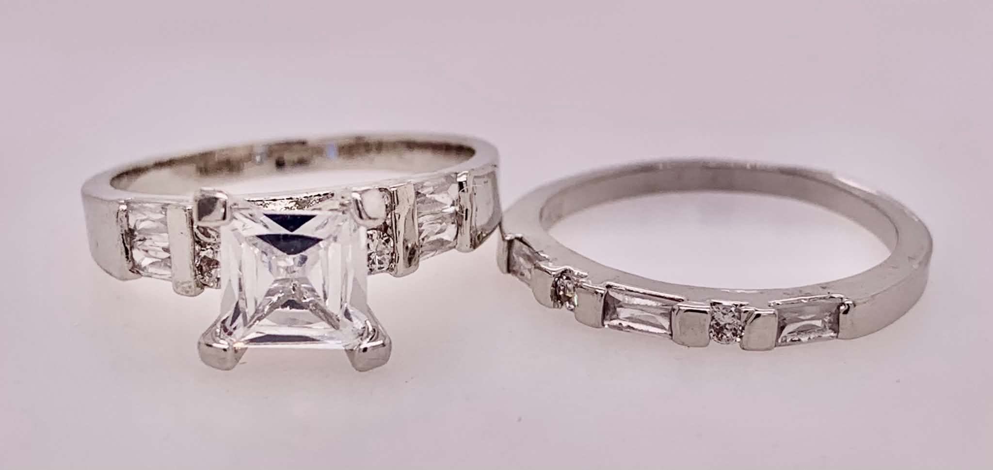 Sterling Silver CZ Wedding Set