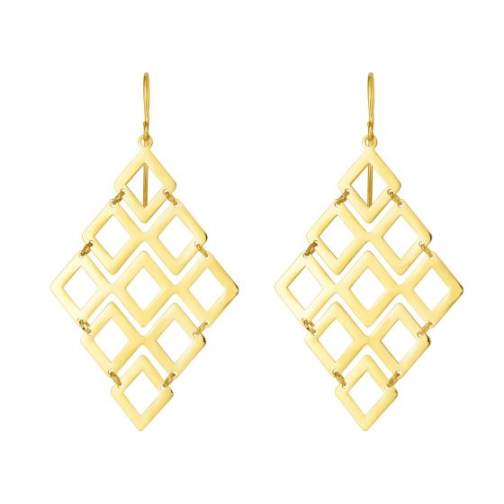 14K Gold Kite Shape Chandelier Earring