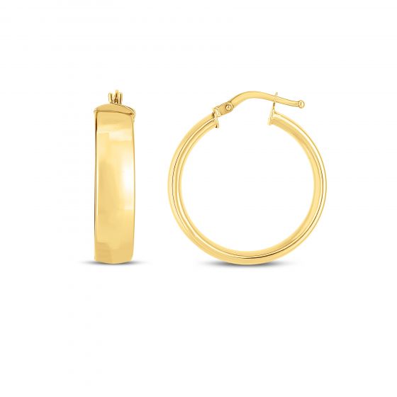 14K Gold Wedding Band Hoop Earrings