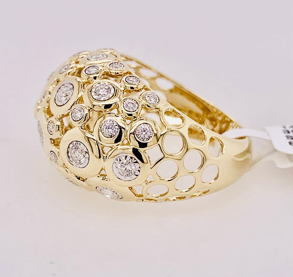 14K Gold Diamond Dome Ring