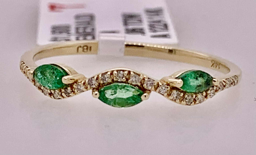 14K Emerald & Diamond Band