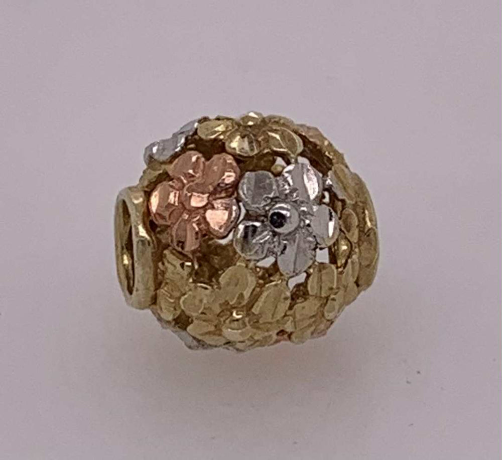 14K Tricolor Slide Bead Pendant