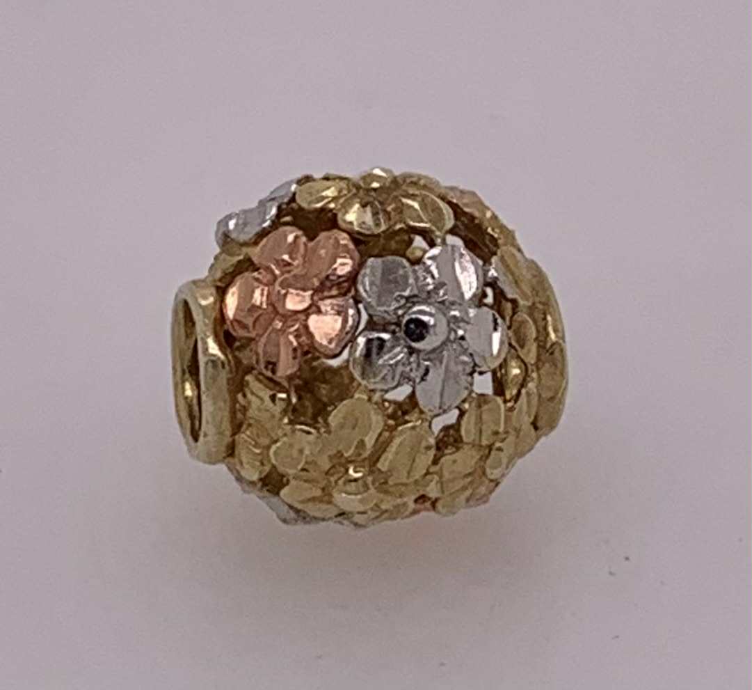 14K Tricolor Slide Bead Pendant
