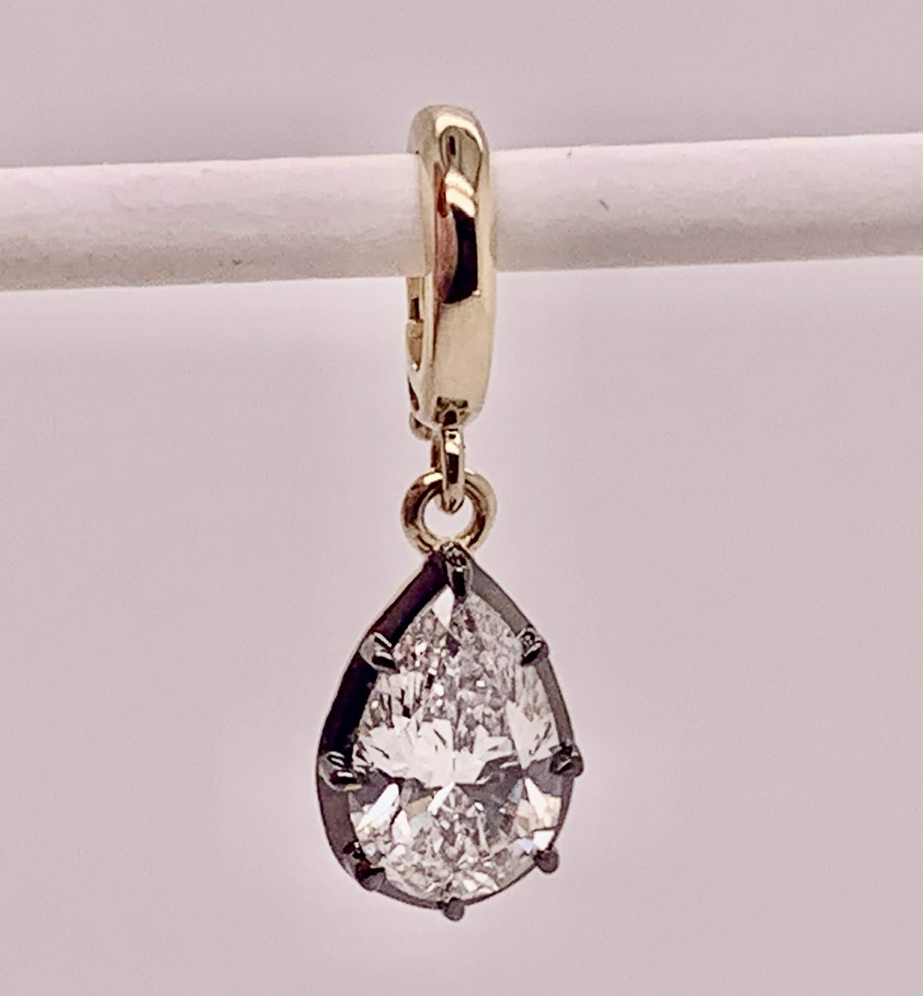 14K Pear Cut LAB Diamond Pendant/Charm