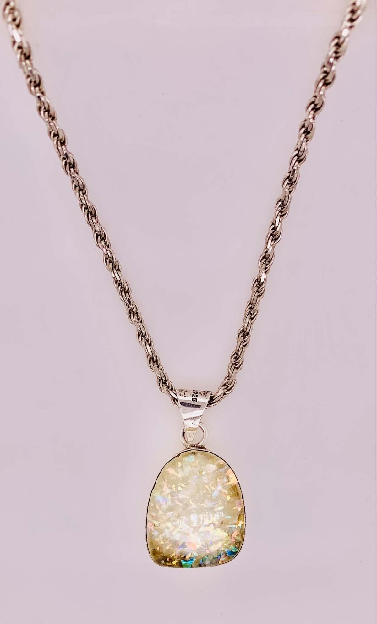 Sterling Silver Synthetic Opal Pendant