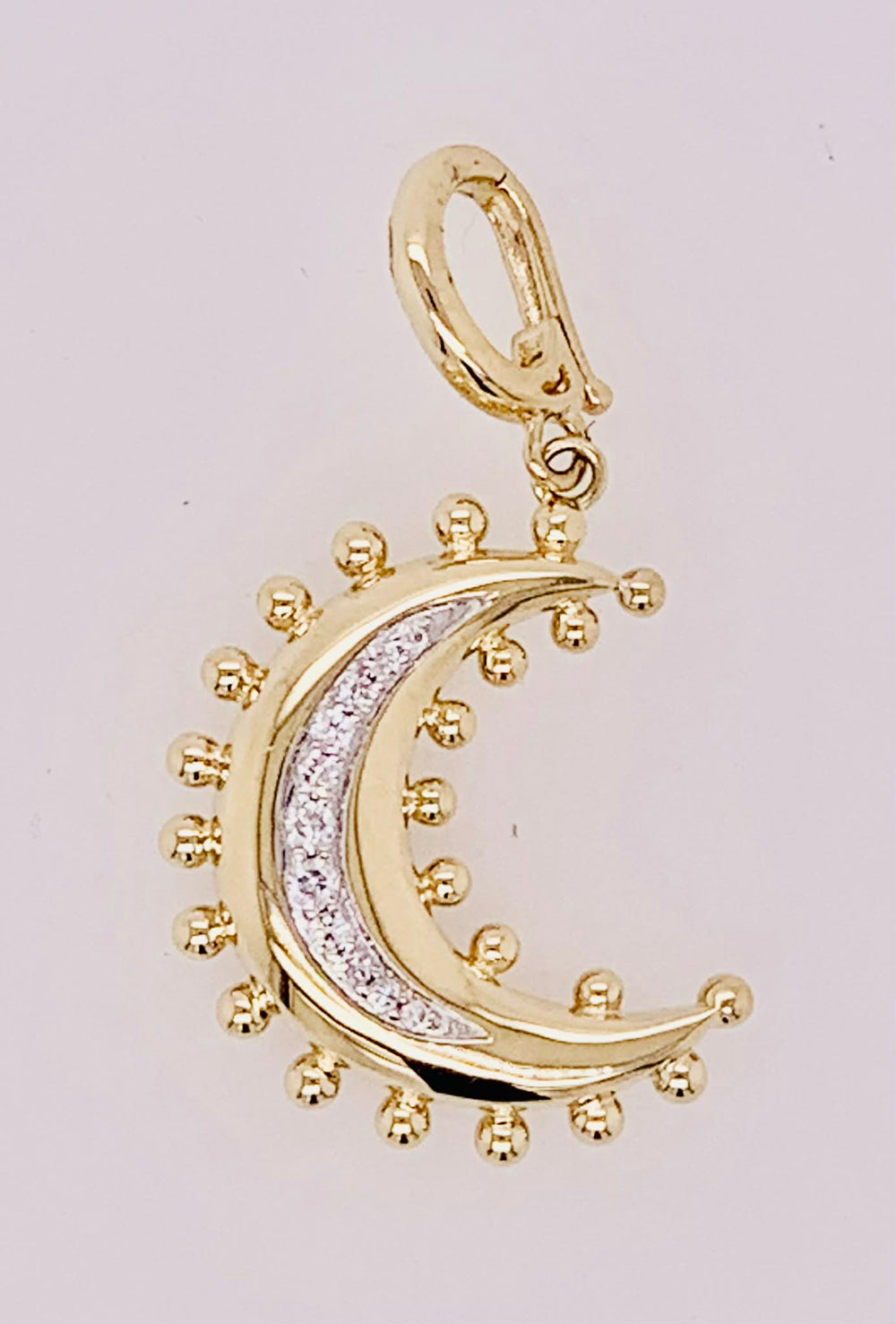 14K Gold Diamond Crescent Moon Charm