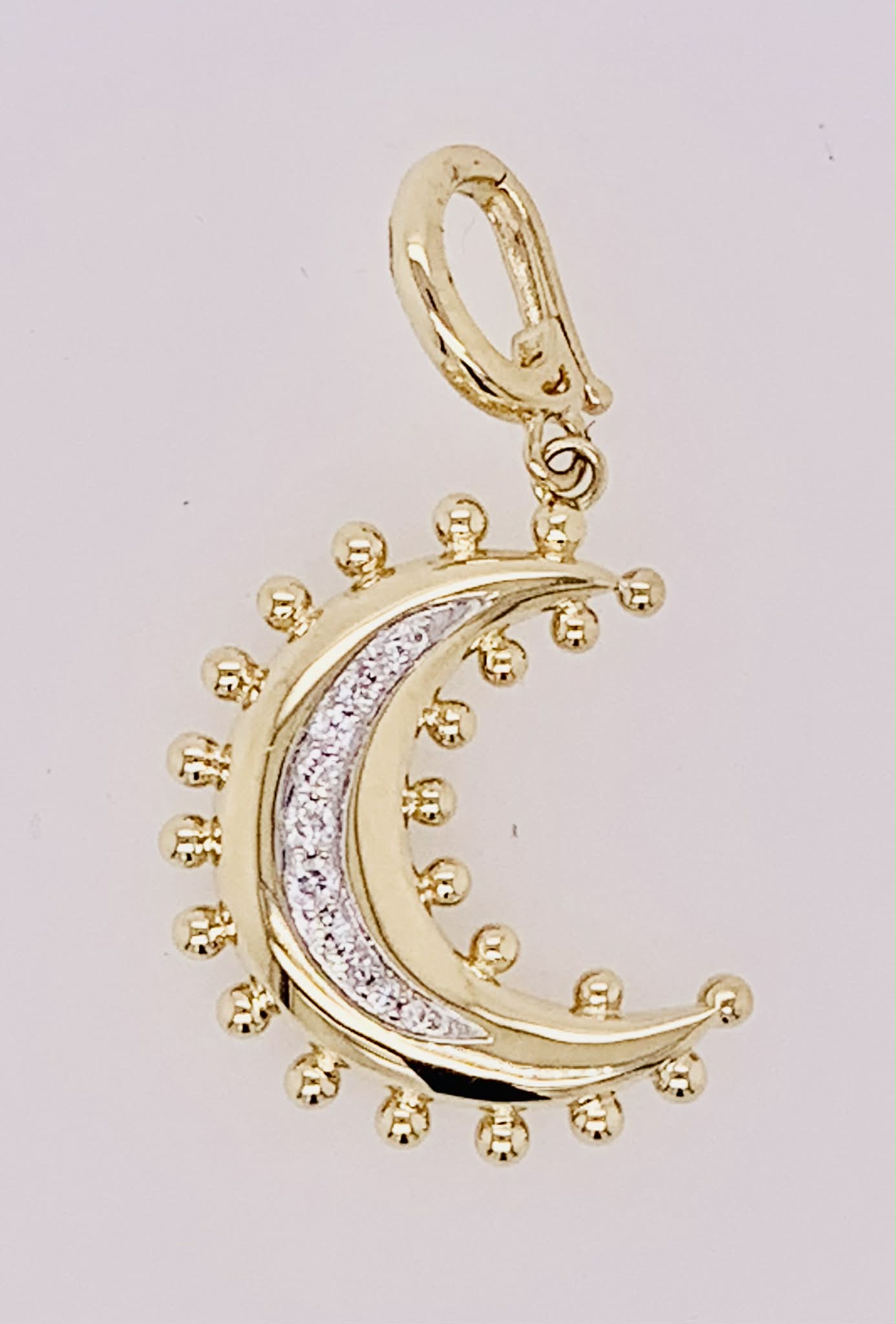 14K Gold Diamond Crescent Moon Charm