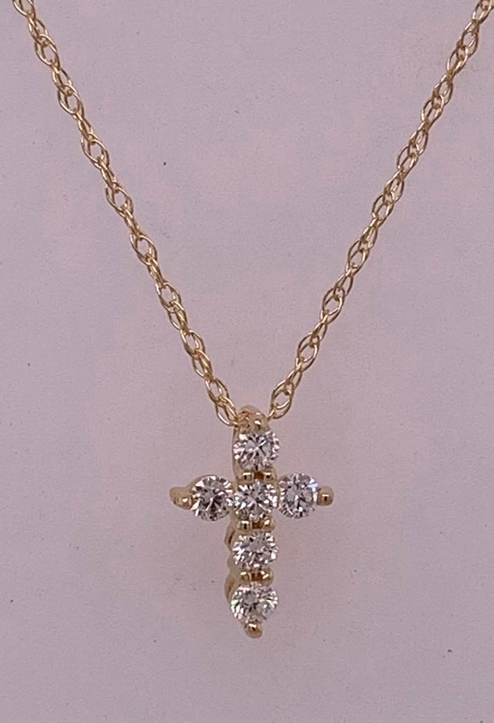 10K Petite Diamond Cross Pendant