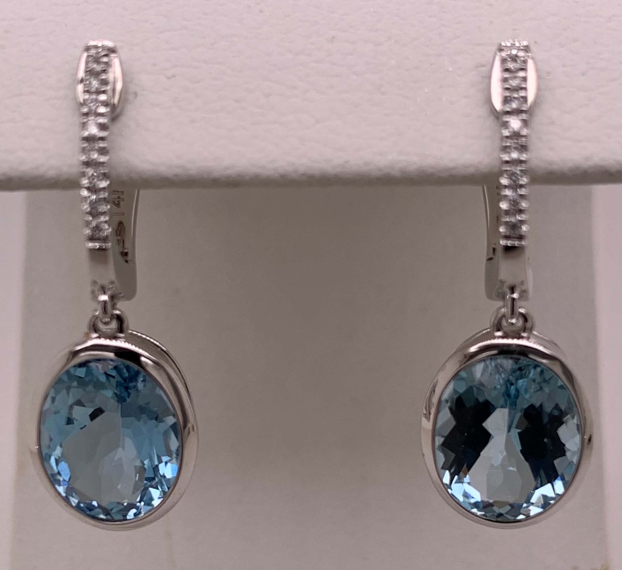 14K Aquamarine & Diamond Earrings