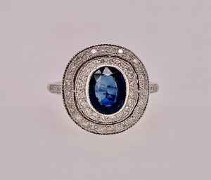 Estate 18k Sapphire & Diamond Ring