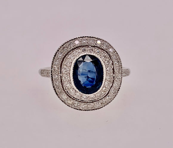 Estate 18k Sapphire & Diamond Ring