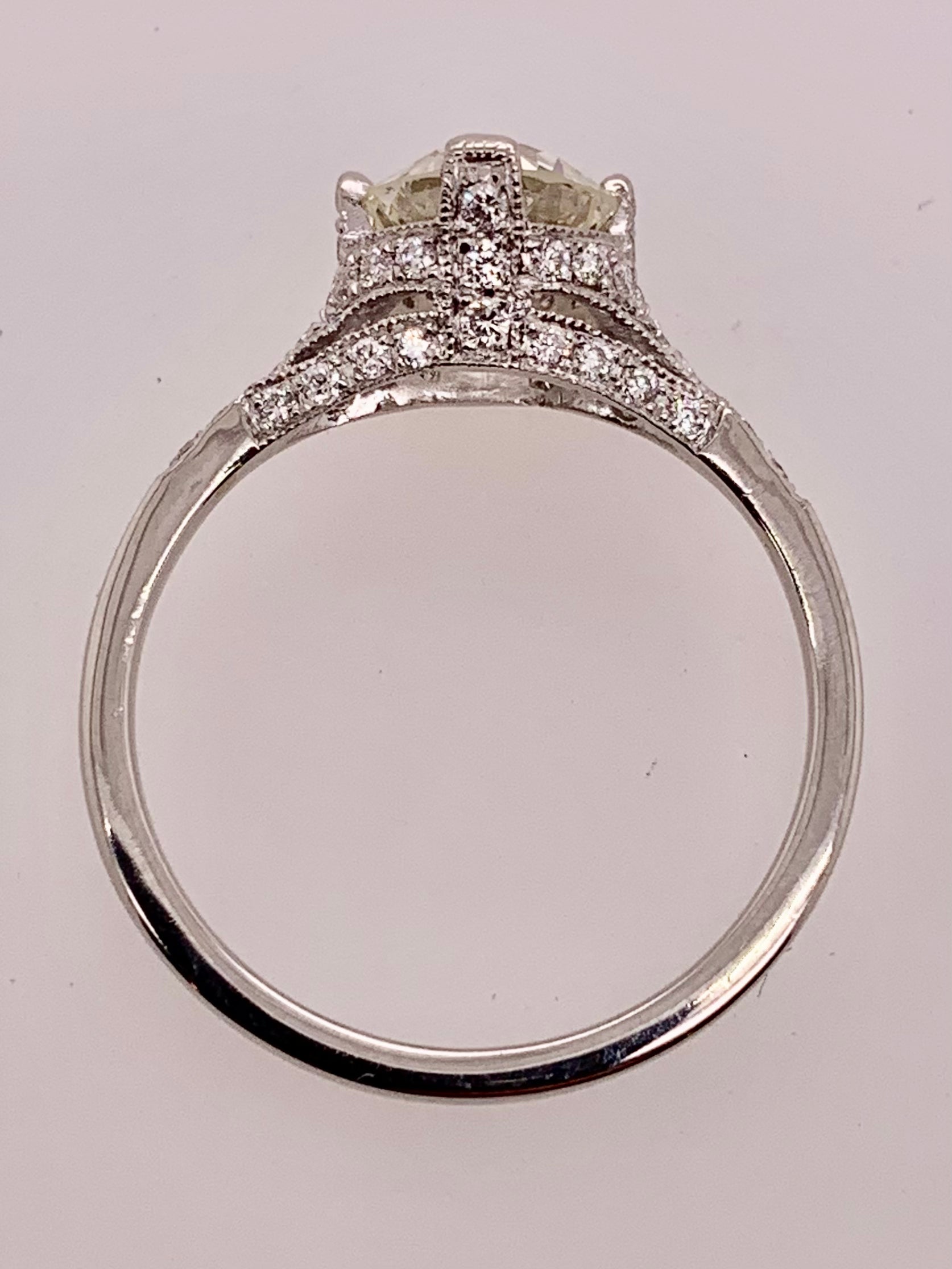 Estate Platinum European Cut Diamond Ring