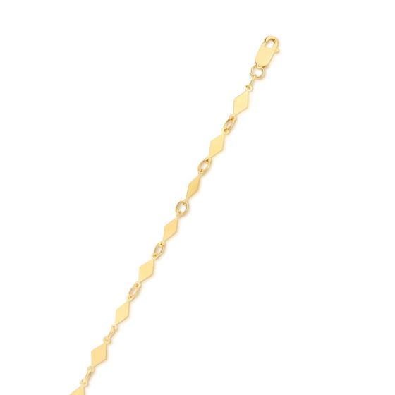 14K Gold Diamond Shape Mirror Chain Bracelet