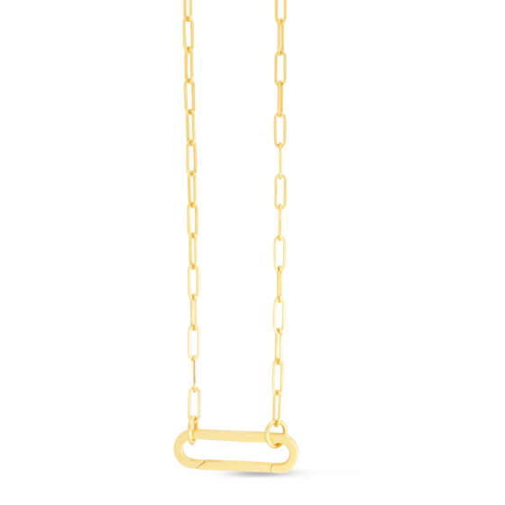 14K Gold Elongated Link Push-lock Necklace