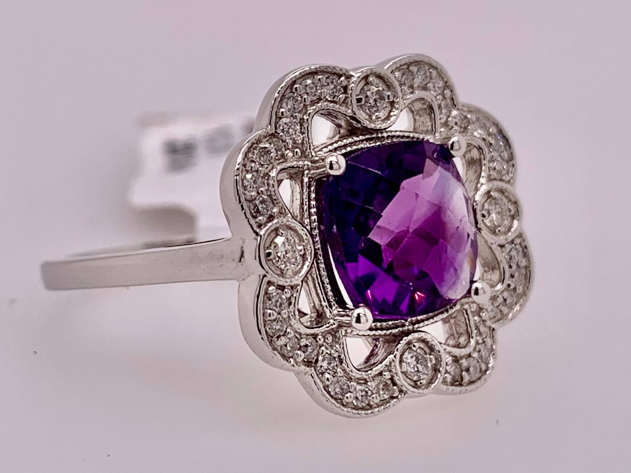 14K Amethyst & Diamond Ring