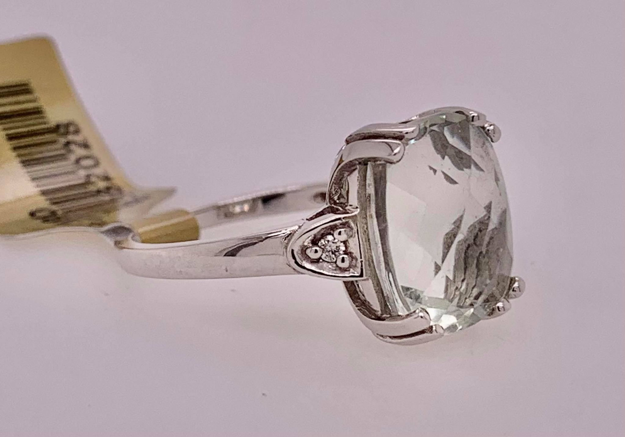 10K Green Amethyst & Diamond Ring