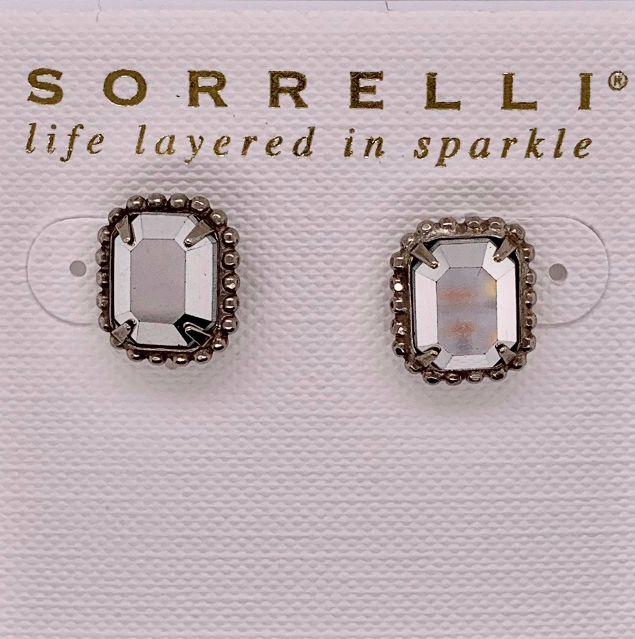 Sorrelli Scalloped Emerald Cut Stud Earrings