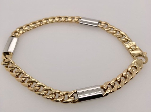 14K Figaro Cuban Link Bracelet
