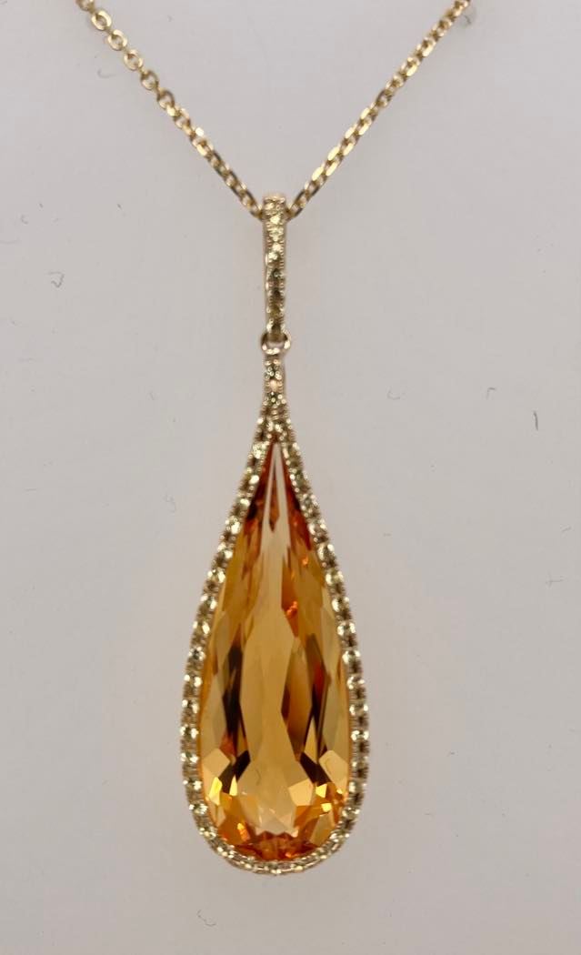 14K Citrine & Yellow Sapphire Pendant