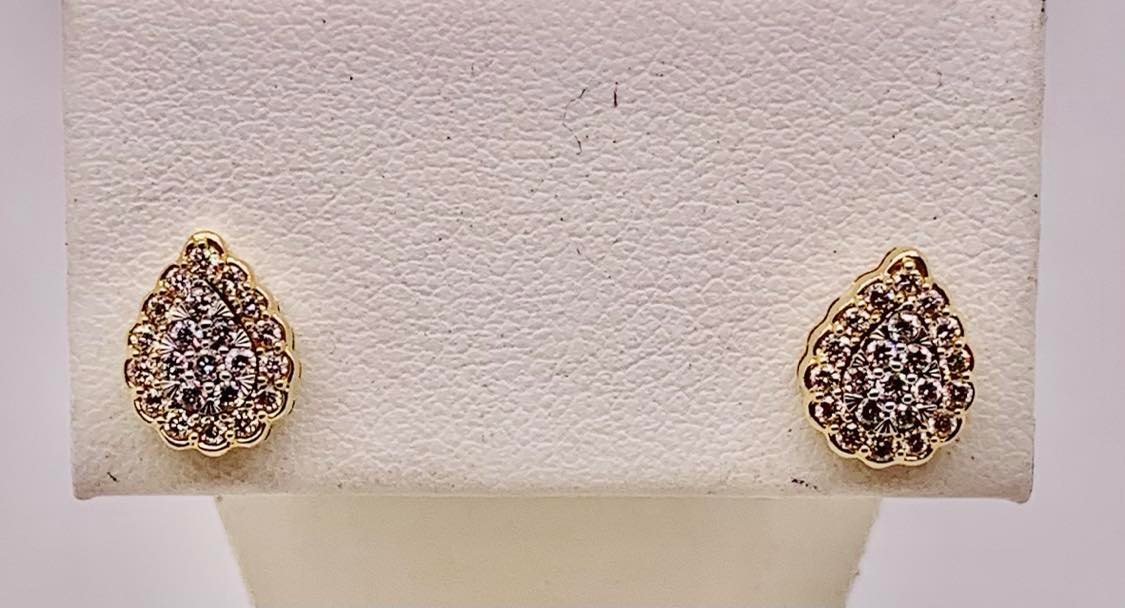 14K Teardrop Diamond Earrings