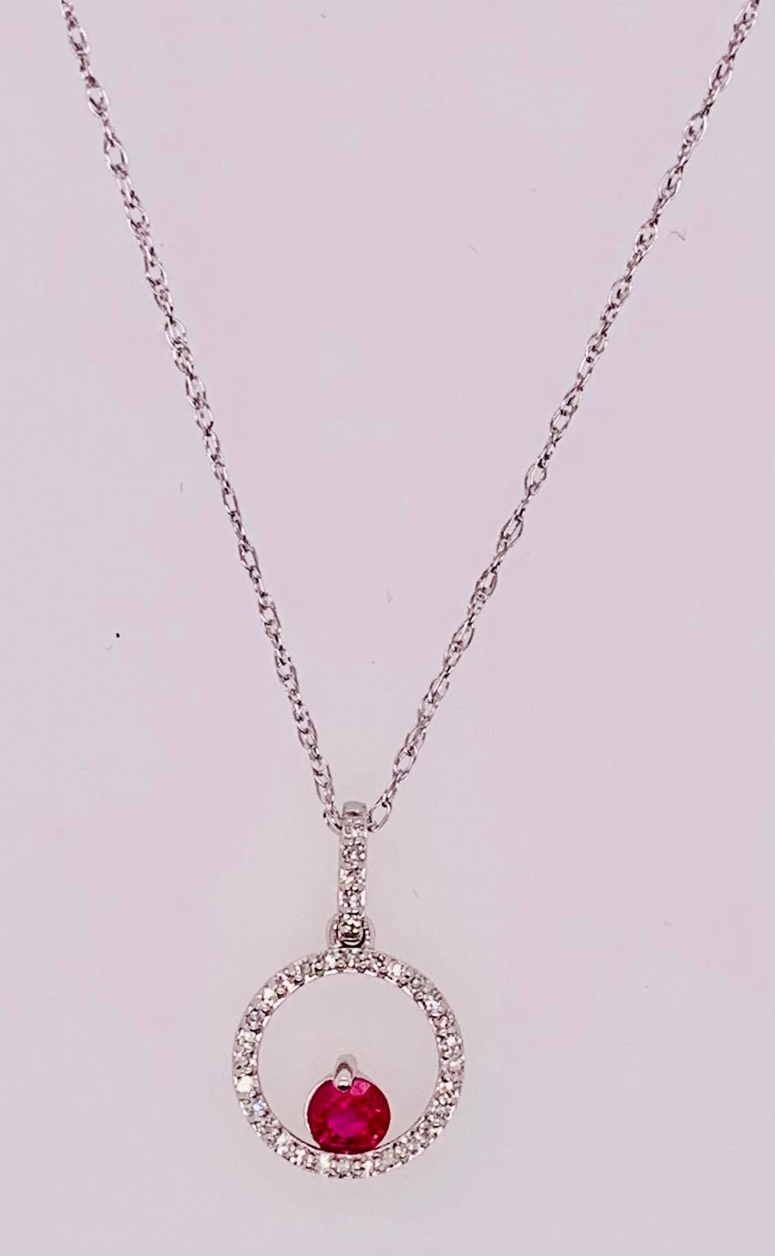 14K Ruby & Diamond Pendant