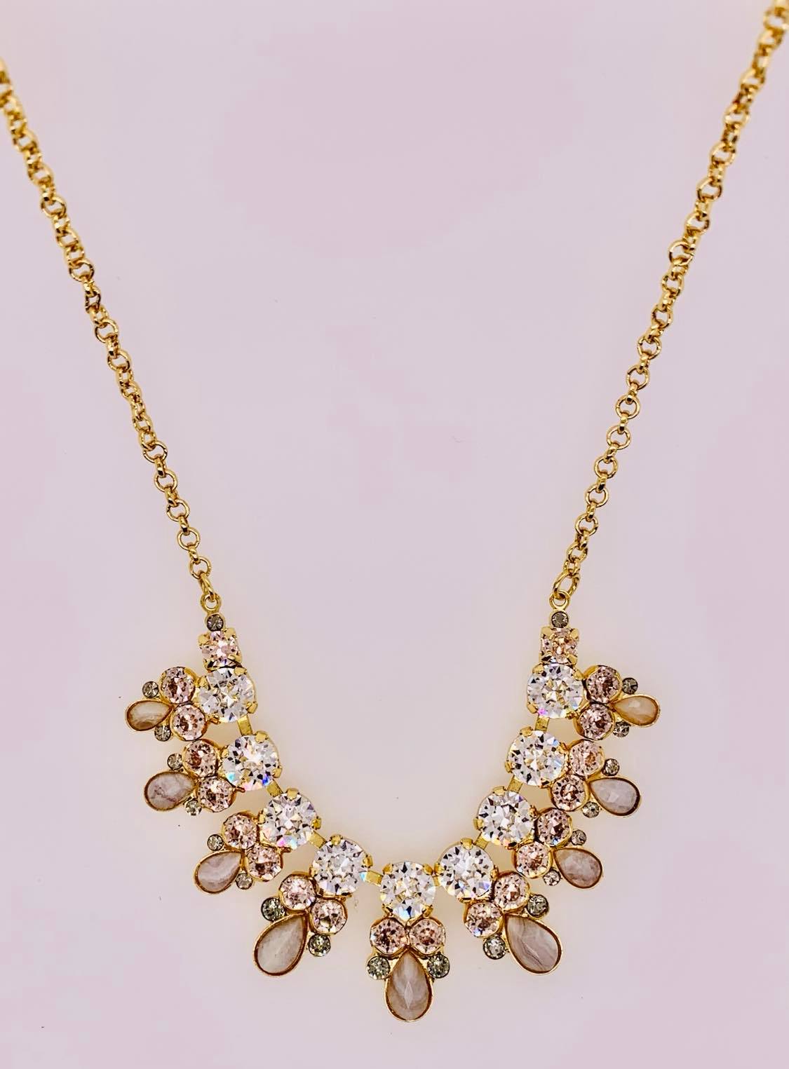 Multi-cut Round Crystal Cluster Line Necklace