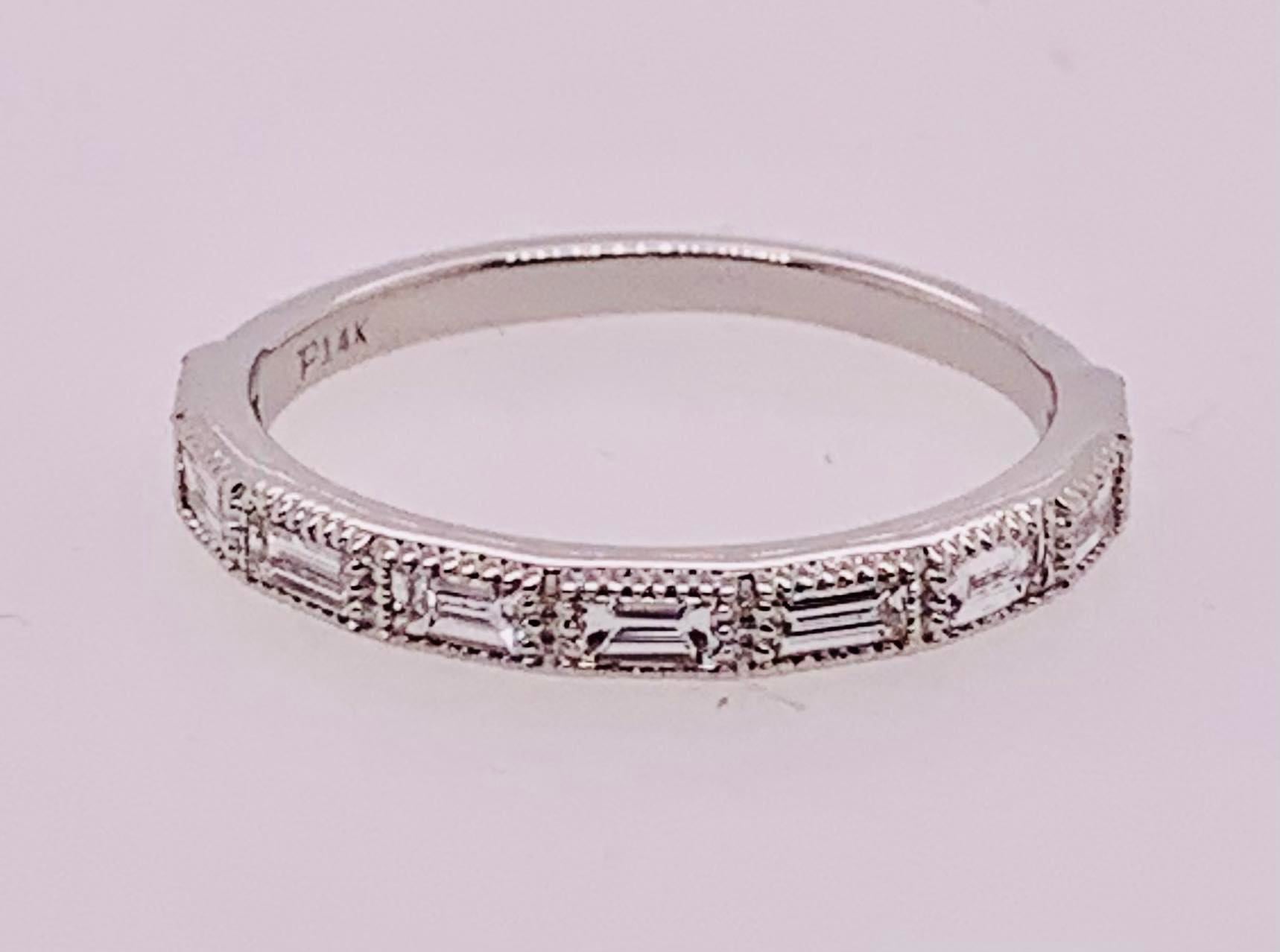 14K White Gold Diamond Band