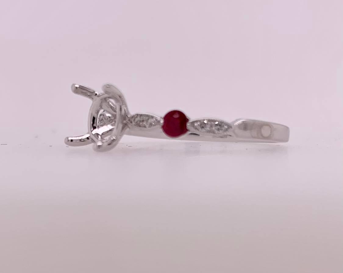 14K Diamond & Ruby Semi Mount