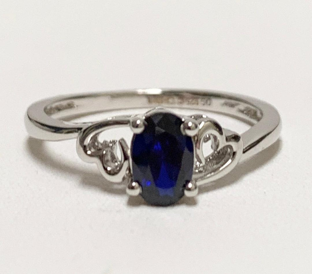 Sterling Silver Created Sapphire Ring