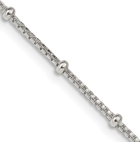 Sterling Silver Fancy Beaded Box Chain