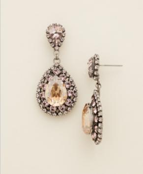 Oval Encrusted Crystal Dangle Earrings