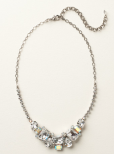 Emerald and Pear-Cut Crystal Collar Tennis Necklace