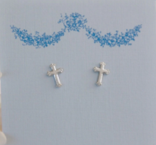 Rhodium Cross Post Earrings