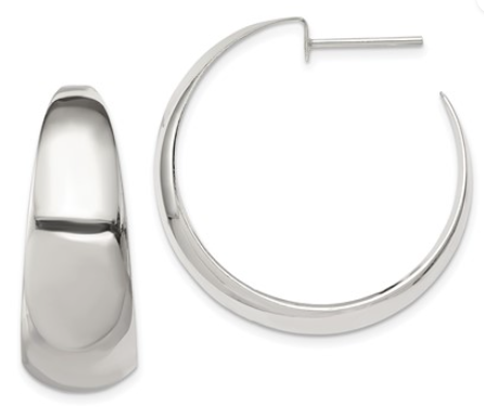 Sterling Silver Fancy J-Hoop Post Earrings