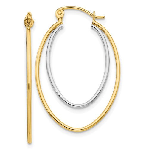 14K Two Tone Lightweight Hoop Earrings