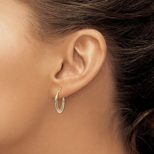 14K Two-Tone Polished Hoop Earrings