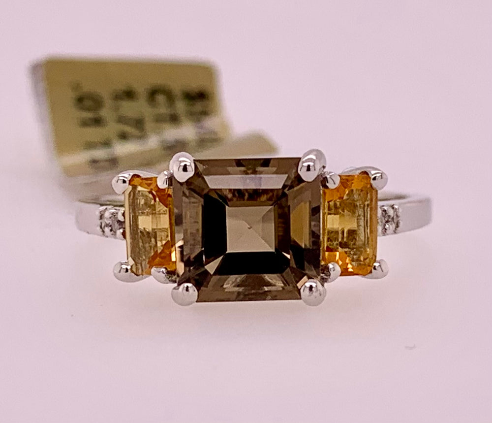 Smokey Quartz & Diamond Ring