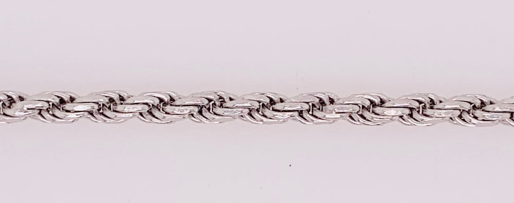 Rhodium Plated Sterling Silver Diamond Cut Rope Chain