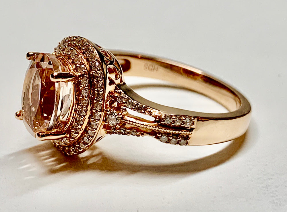 14K Rose Gold Morganite & Diamond Ring