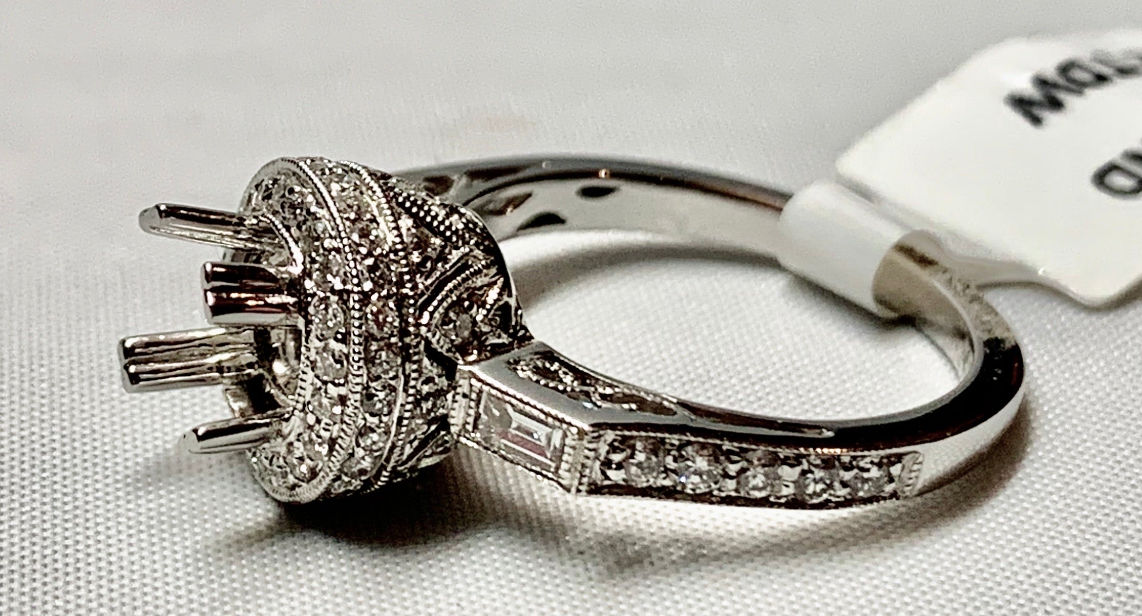 14K White Gold Diamond Semi Mount